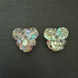 Vintage Austrian AB Crystal Clip On Earrings